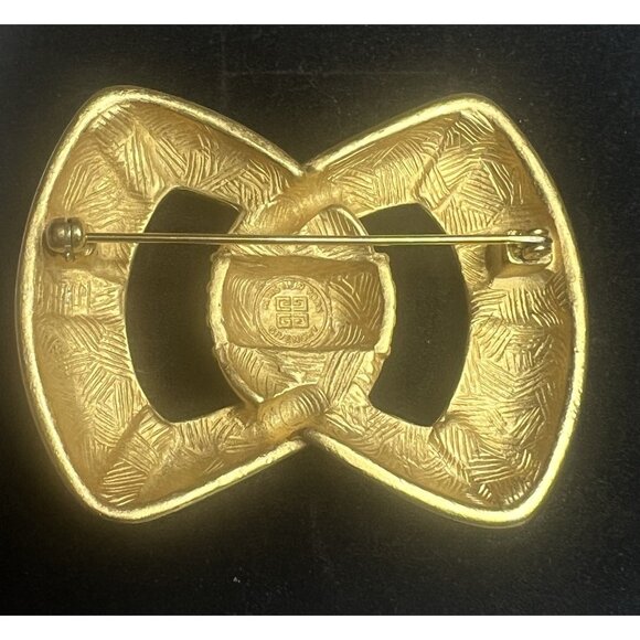 Vintage Givenchy Paris New York Gold-Tone Interlocking Loop Brooch 1970-80 - Picture 4 of 8